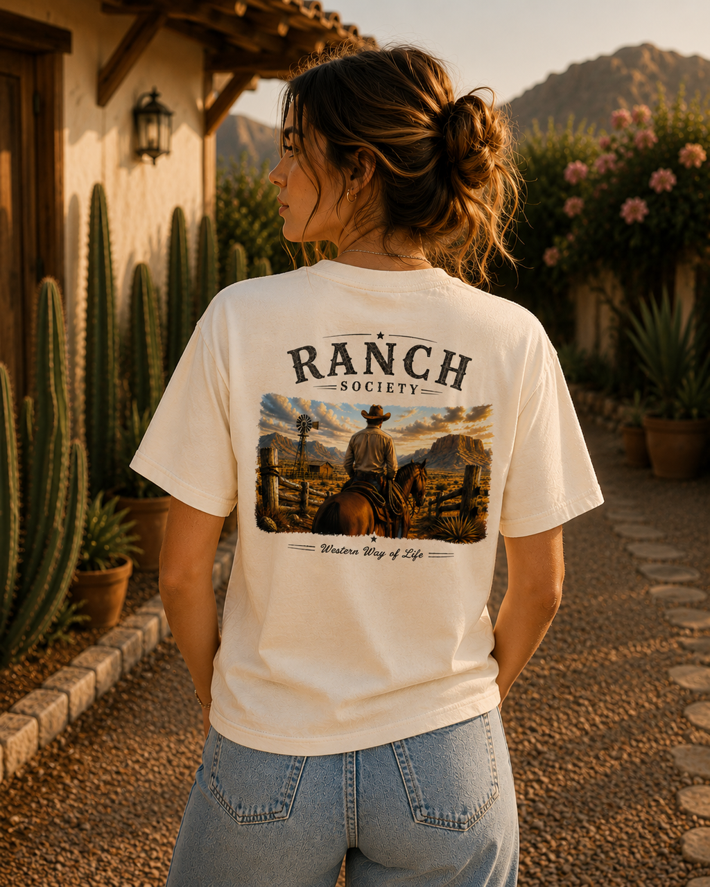 Western T-Shirt Unisex mit hochwertigem Druck