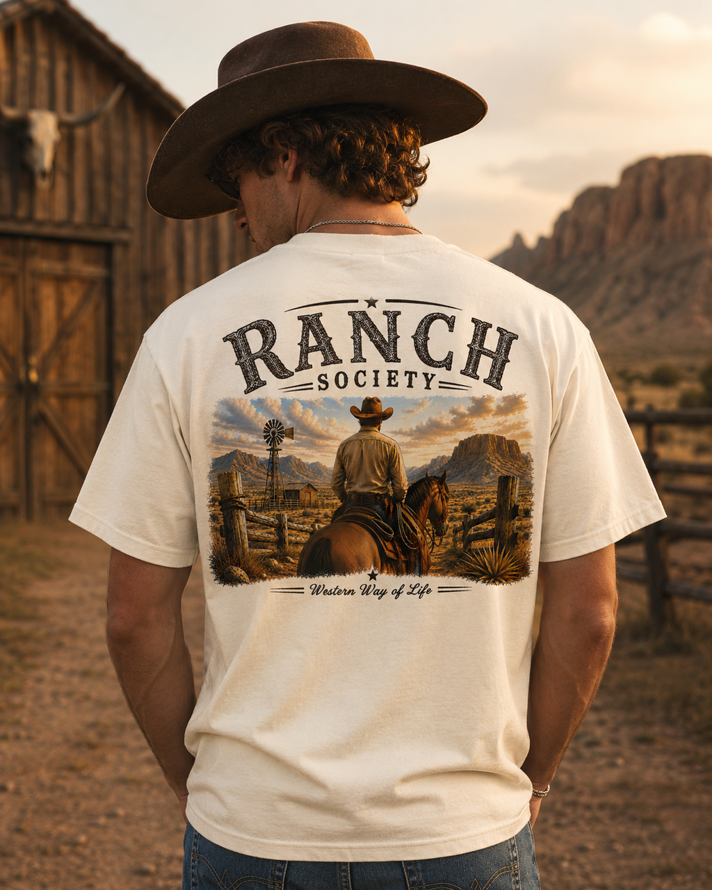 Western T-Shirt Unisex mit hochwertigem Druck