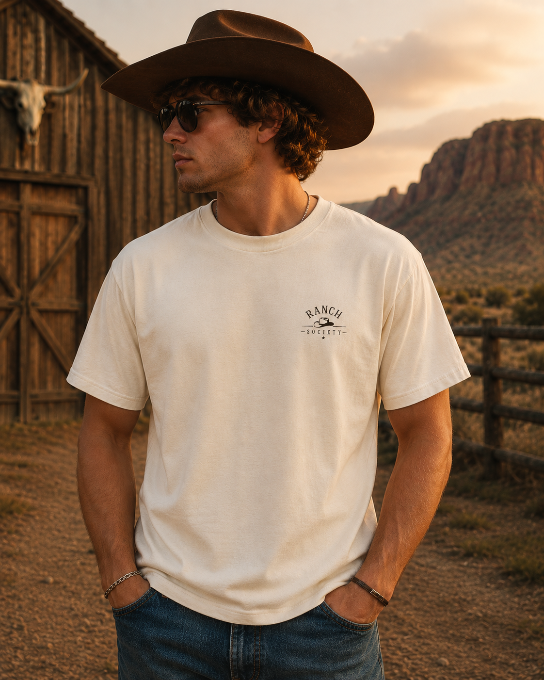 Western T-Shirt Unisex mit hochwertigem Druck